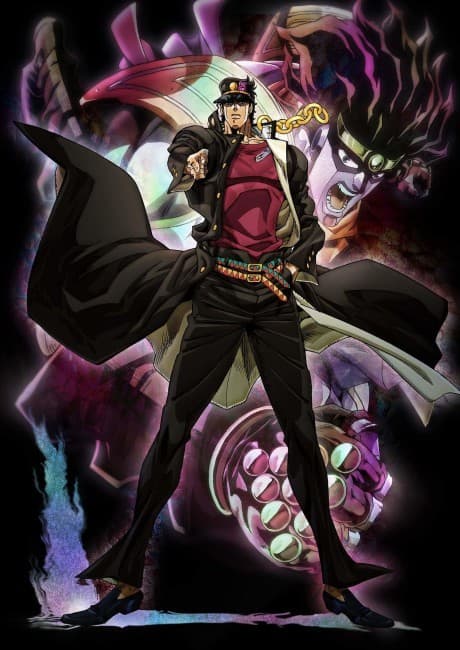 Постер аниме: JoJo's Bizarre Adventure: Stardust Crusaders